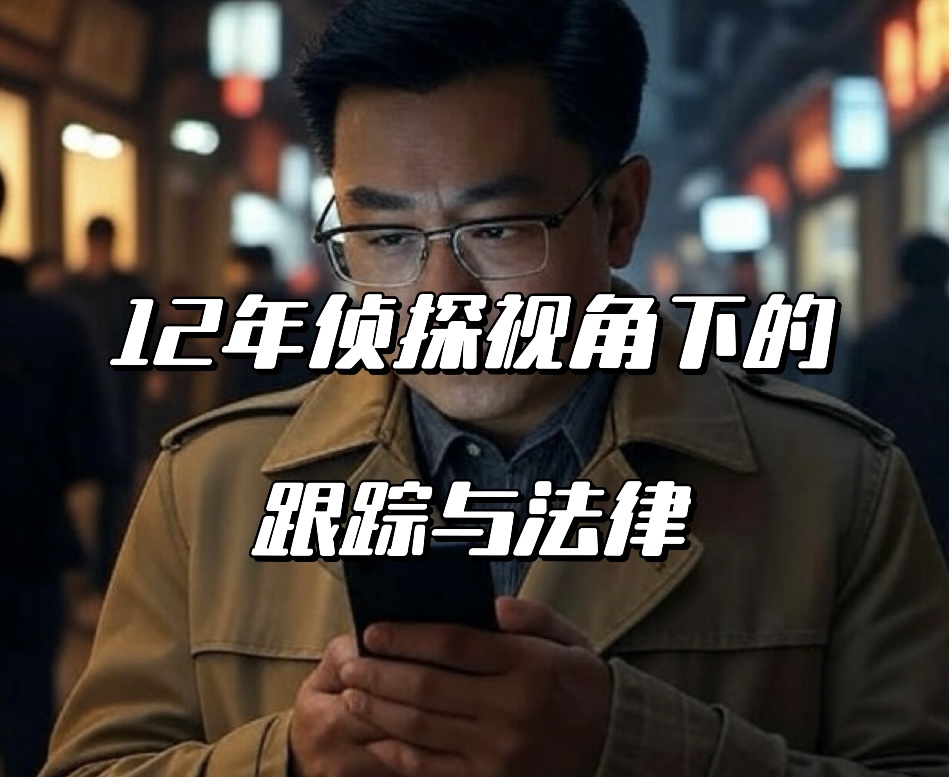 深夜上海街头，侦探隐蔽跟踪背影