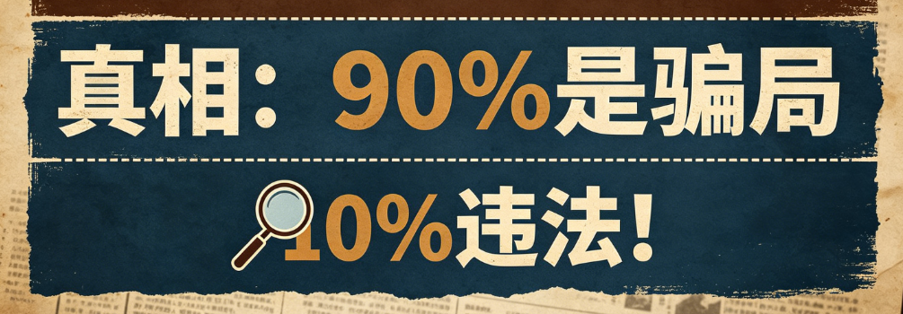 黑科技定位神器真相 手机屏幕显示虚假定位App广告,背景是锁链缠绕的GPS图标,象征隐私陷阱