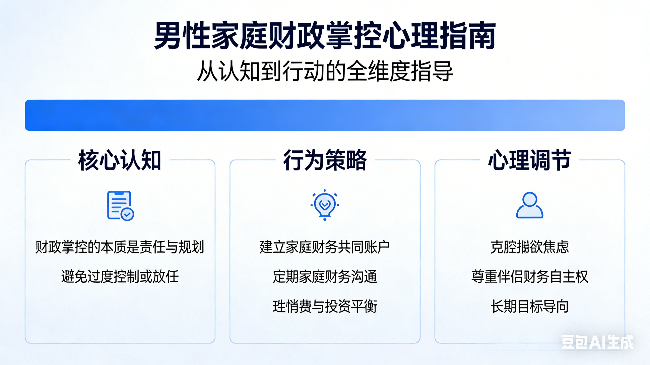 一对夫妇讨论家庭财务的插图，象征男性对财政控制的心理需求与婚姻经济博弈，体现安全感和责任感。