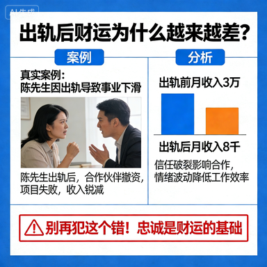 揭秘出轨后财运变差的真实原因，用真实案例告诉你婚外情对财运、家庭和事业的毁灭性影响，别再因一时冲动毁掉一生